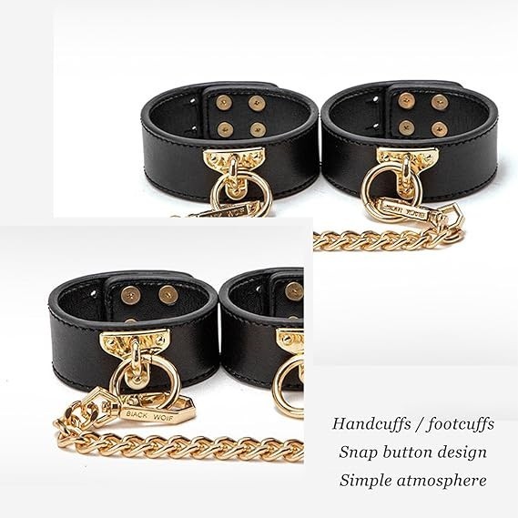 Restraints Sex Toys 8 Pcs SM Sex Bondage Set, Sex Things for Couples, Leather Cuffs Set for Male Female Couple, Sex Tools-Black