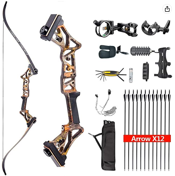 TOPOINT ARCHERY R3 Adult Hunting Recurve Bows & Arrows, Takedown Recurve Pack, Instant Shooting Archery Set, 40 lbs, 45 lbs, 50 lbs/black, ghost, camouflage colors available