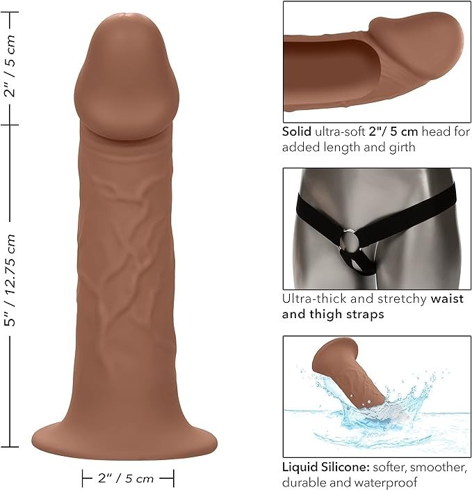Doc Johnson Signature Series - Alex Jones - 11 Inch Realistic ULTRASKYN Dildo with Removeable Vac-U-Lock Suction Cup - F-Machine & Harness Compatible - for Adults Only, Caramel